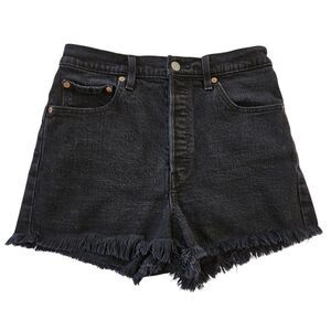 Levi's Ribcage Women's Shorts Button-fly Cut-off High-Rise, Black, Size W29, GUC